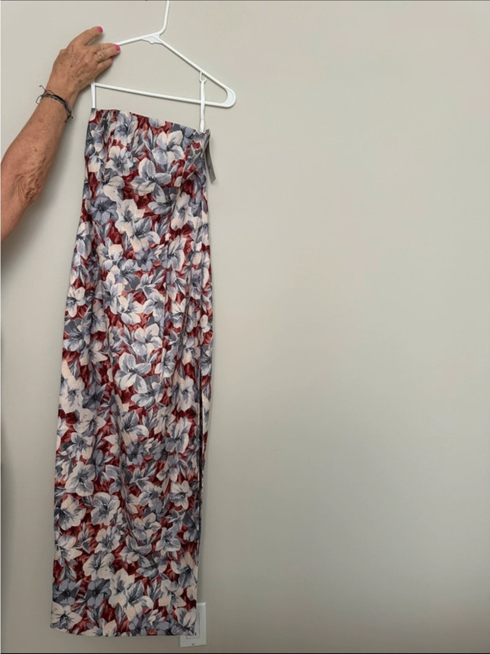 Posse Floral Strapless Maxi Skirt - Red & Gray
